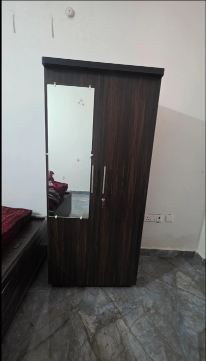 Wooden wardrobe with mirror